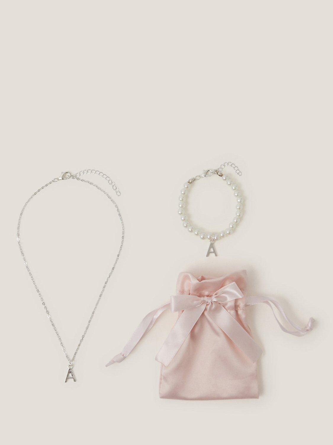 Product image 1 of 4, which shows Monsoon Kids' 'A' Initial Jewellery Set, Multi