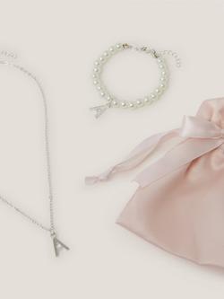 Monsoon Kids' Initial Jewellery Set, Multi - view 2, Multi