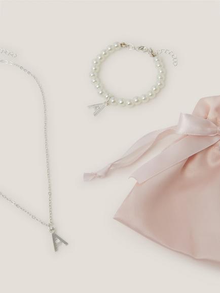 Monsoon Kids' Initial Jewellery Set, Multi - view 2, Multi