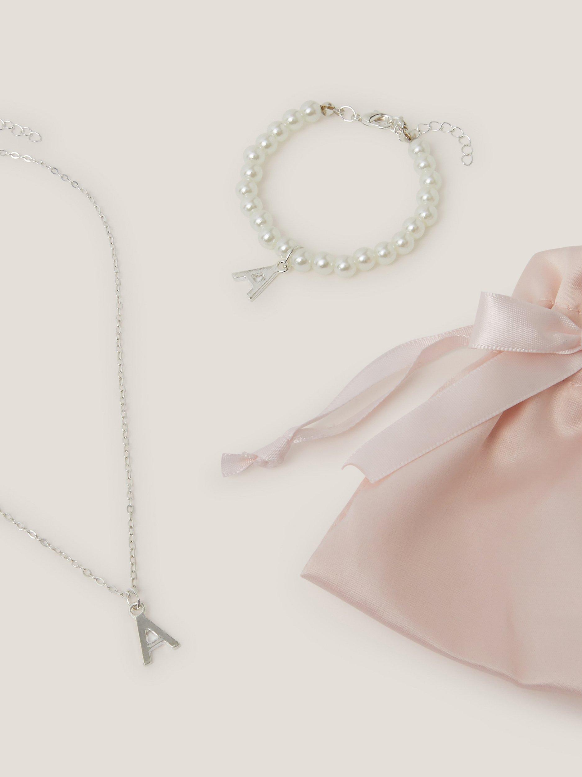 Product image 3 of 4, which shows Monsoon Kids' 'A' Initial Jewellery Set, Multi