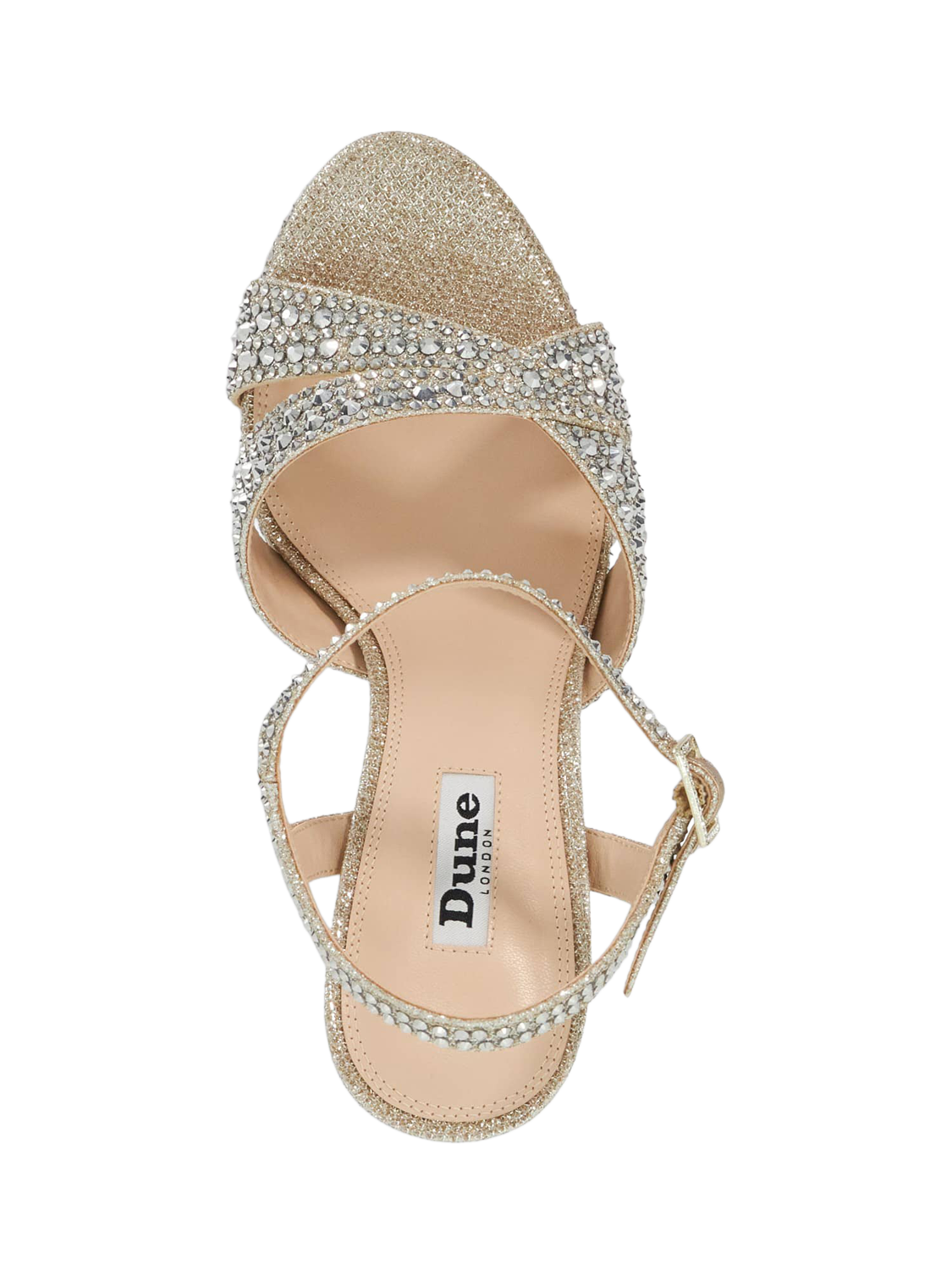 Product image 3 of 6, which shows Dune London Mayve Embellished Platform Sandals, Gold, EU36