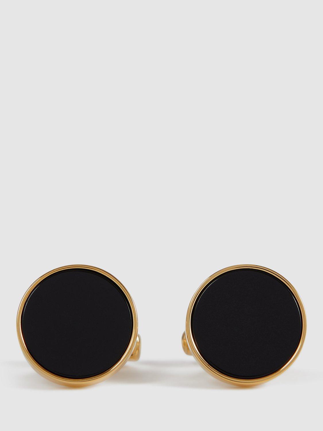 Product image 1 of 5, which shows Reiss Ardley Cufflinks, Gold/Black