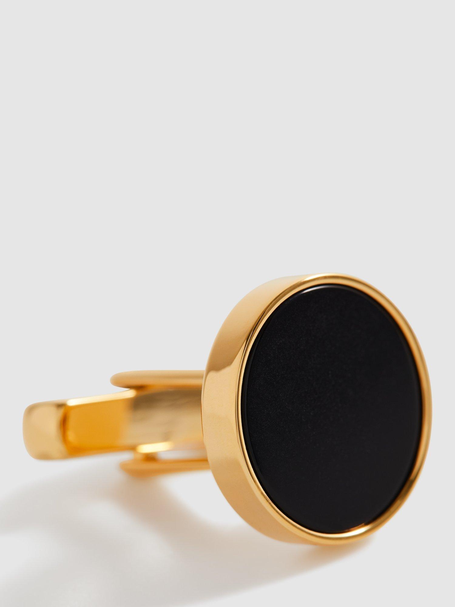 Product image 2 of 5, which shows Reiss Ardley Cufflinks, Gold/Black