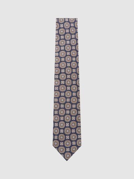 Reiss Alessio Floral Medallion Print Silk Tie, Navy, Navy