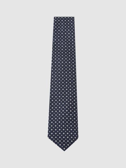 Reiss Dario Silk Blend Micro Square Tie, Navy, Navy