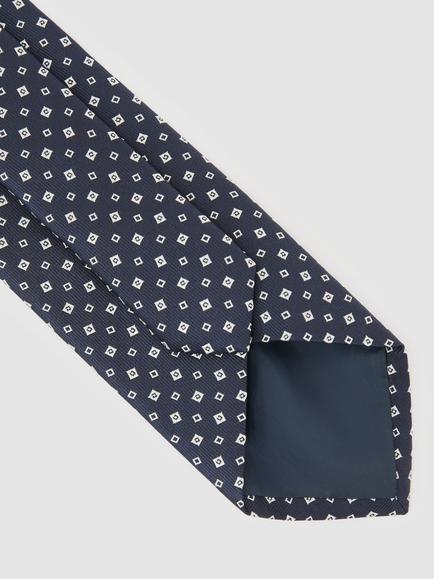 Reiss Dario Silk Blend Micro Square Tie, Navy - view 2, Navy