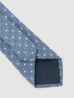 Reiss Salvatore Linen Blend Tie - view 2, Airforce Blue