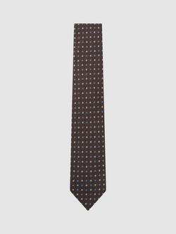 Reiss Salvatore Linen Blend Tie, Chocolate Brown