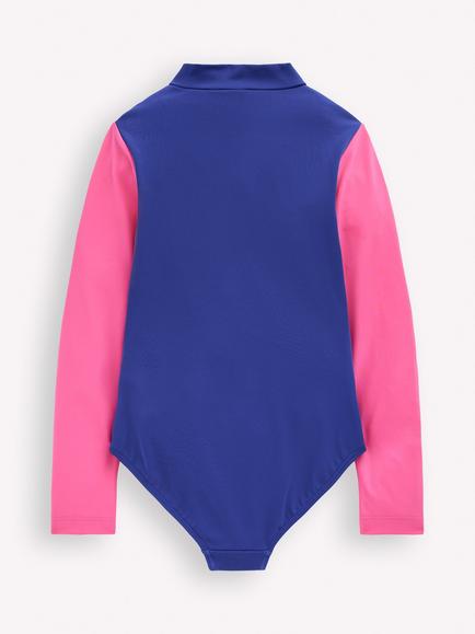 Mini Boden Kids' Long Sleeve Printed Swimsuit, Rainbow Heart - view 2, Rainbow Heart