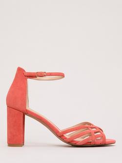 Phase Eight Suede High Block Heel Sandals, Orange, Orange