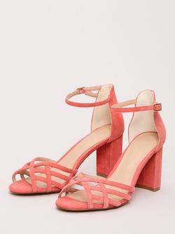 Phase Eight Suede High Block Heel Sandals, Orange - view 2, Orange