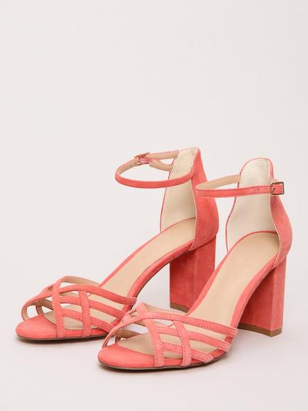 Phase Eight Suede High Block Heel Sandals, Orange - view 2, Orange