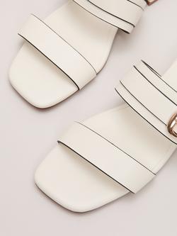 Phase Eight Leather Buckle Flat Sandals, Cream - view 2, Cream