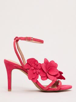 Phase Eight Suede Floral Heel Sandals, Pink, Pink