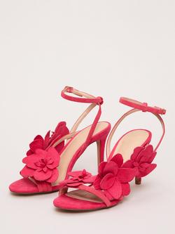 Phase Eight Suede Floral Heel Sandals, Pink - view 2, Pink