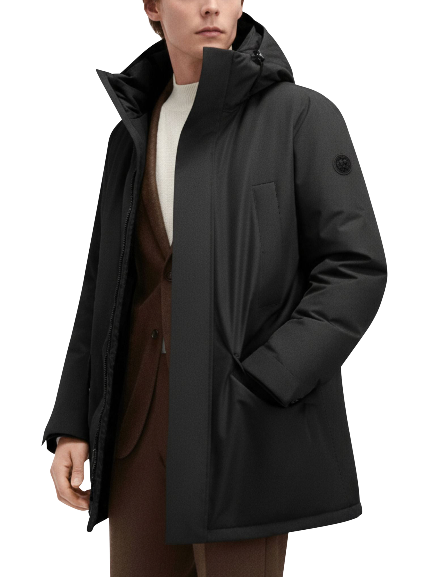 Product image 1 of 6, which shows Bosideng Mid Length Jacket, Black, XS