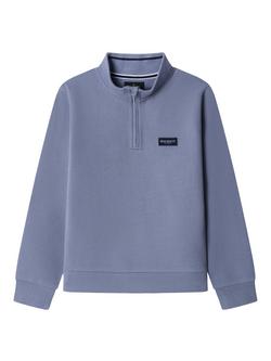 Hackett London Kids' Cotton Quarter Zip Sweatshirt, Thames Blue, Thames Blue