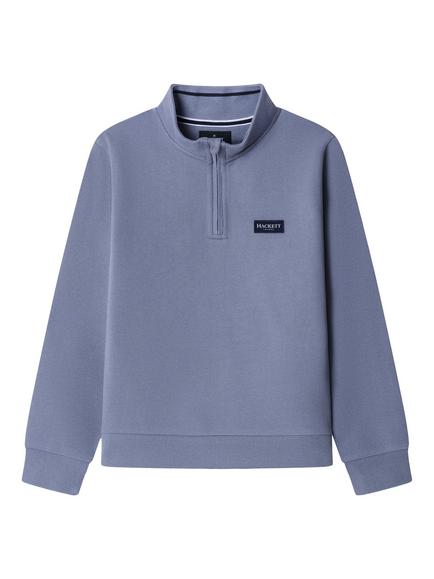 Hackett London Heritage Kids' Cotton Quarter Zip Sweatshirt, Thames Blue, Thames Blue