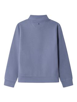 Hackett London Kids' Cotton Quarter Zip Sweatshirt, Thames Blue - view 2, Thames Blue