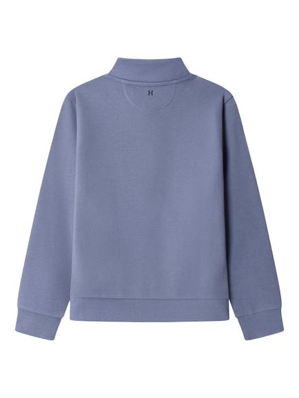 Hackett London Heritage Kids' Cotton Quarter Zip Sweatshirt, Thames Blue - view 2, Thames Blue