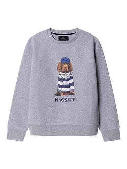 Hackett London Kids' Classic Fit Harry Crew Neck Jumper, Light Grey Marl/Multi, Light Grey Marl/Multi
