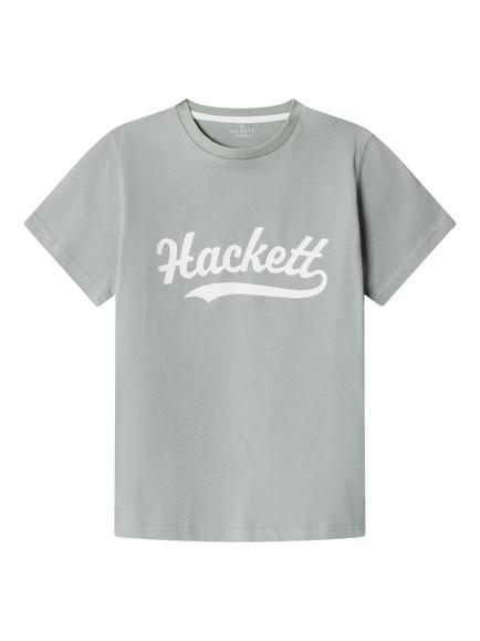 Hackett London Kids' Cotton Logo T-Shirt, Sage Green/White