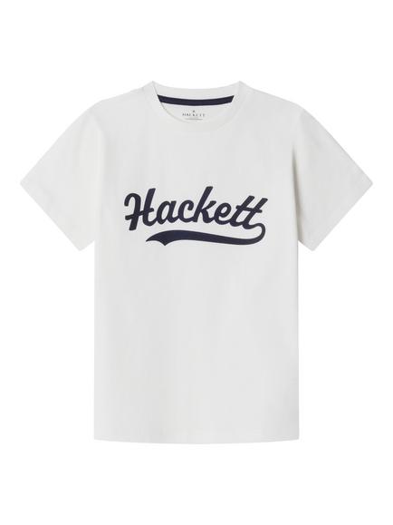 Hackett London Kids' Cotton Logo T-Shirt, Off White/Black