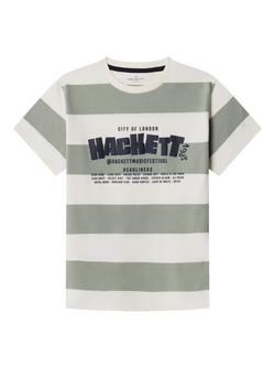 Hackett London Kids' Cotton Stripe Graphic T-Shirt, Multi, Multi
