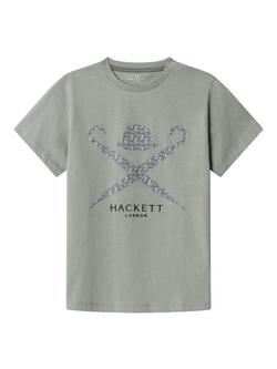 Hackett London Kids' Short Sleeve Graphic Print T-Shirt, Sage Green, Sage Green