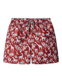 Hackett London Kids' Drawstring Swim Shorts, Spicy Red/Multi, Spicy Red/Multi