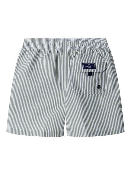Hackett London Kids' Seersucker Drawstring Swim Shorts, Moss Green - view 2, Moss Green