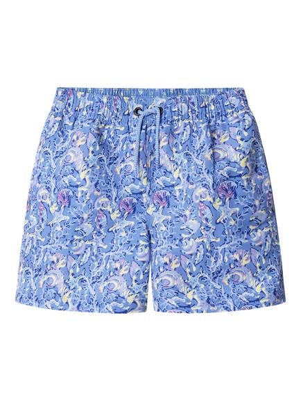 Hackett London Kids' Printed Drawstring Swim Shorts, Bright Blue, Bright Blue