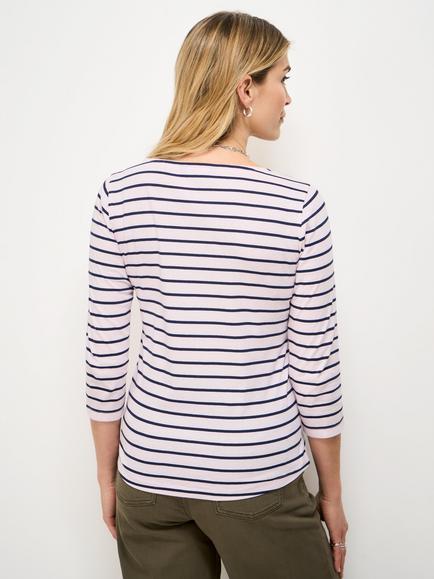 Crew Clothing Essential Breton Stripe Top - view 2, White/Dark Blue