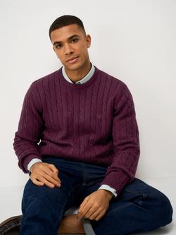 Crew Clothing Oarsman Cotton Cable Knit Jumper, Plum