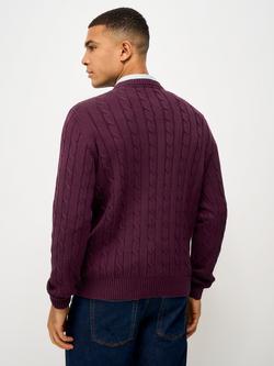 Crew Clothing Oarsman Cotton Cable Knit Jumper - view 2, Plum