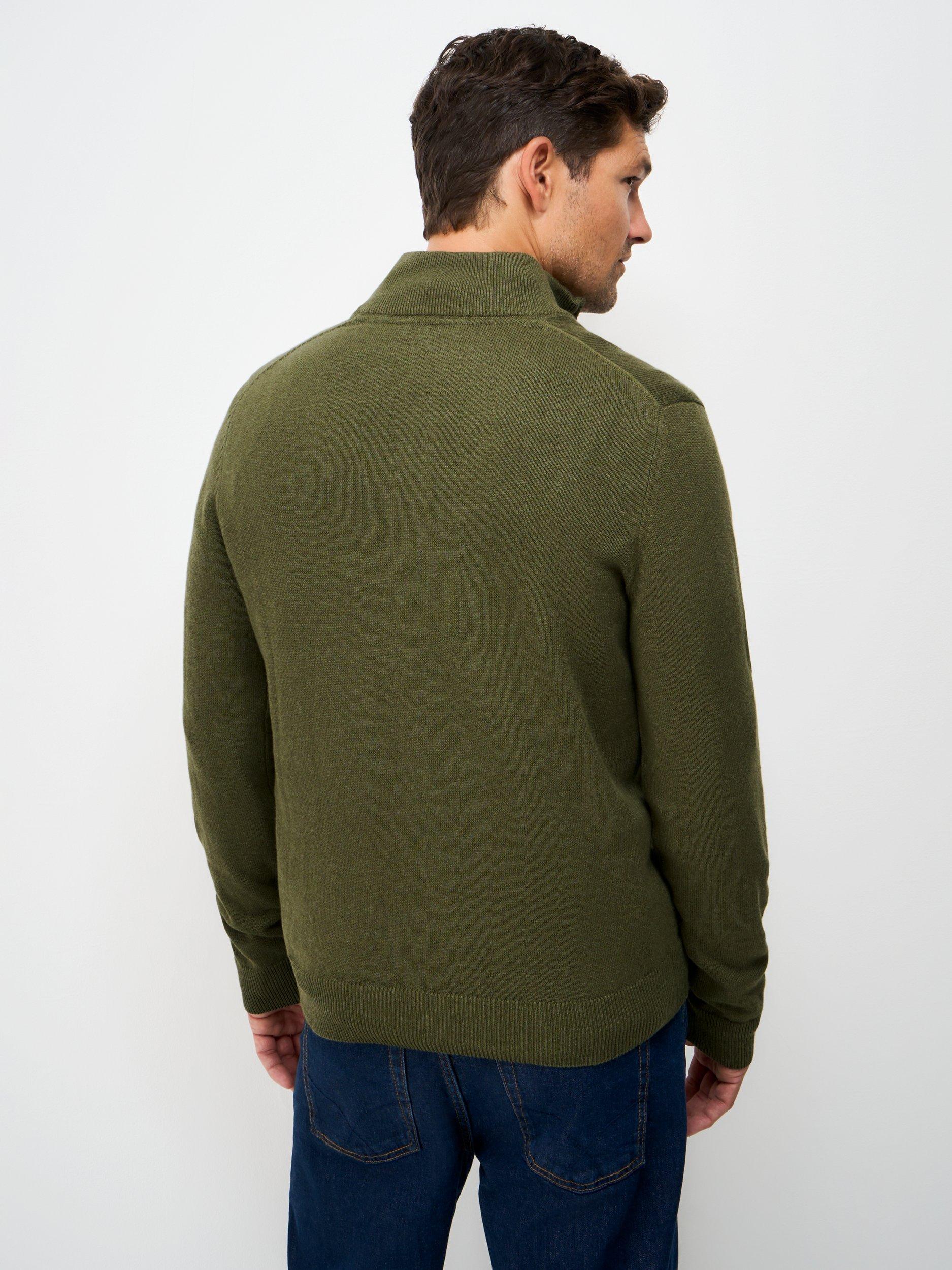 Product image 2 of 5, which shows Crew Clothing Cotton Half Zip Jumper, Olive Green, L
