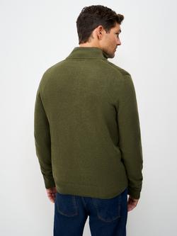 Crew Clothing Cotton Half Zip Jumper, Olive Green - view 2, Olive Green