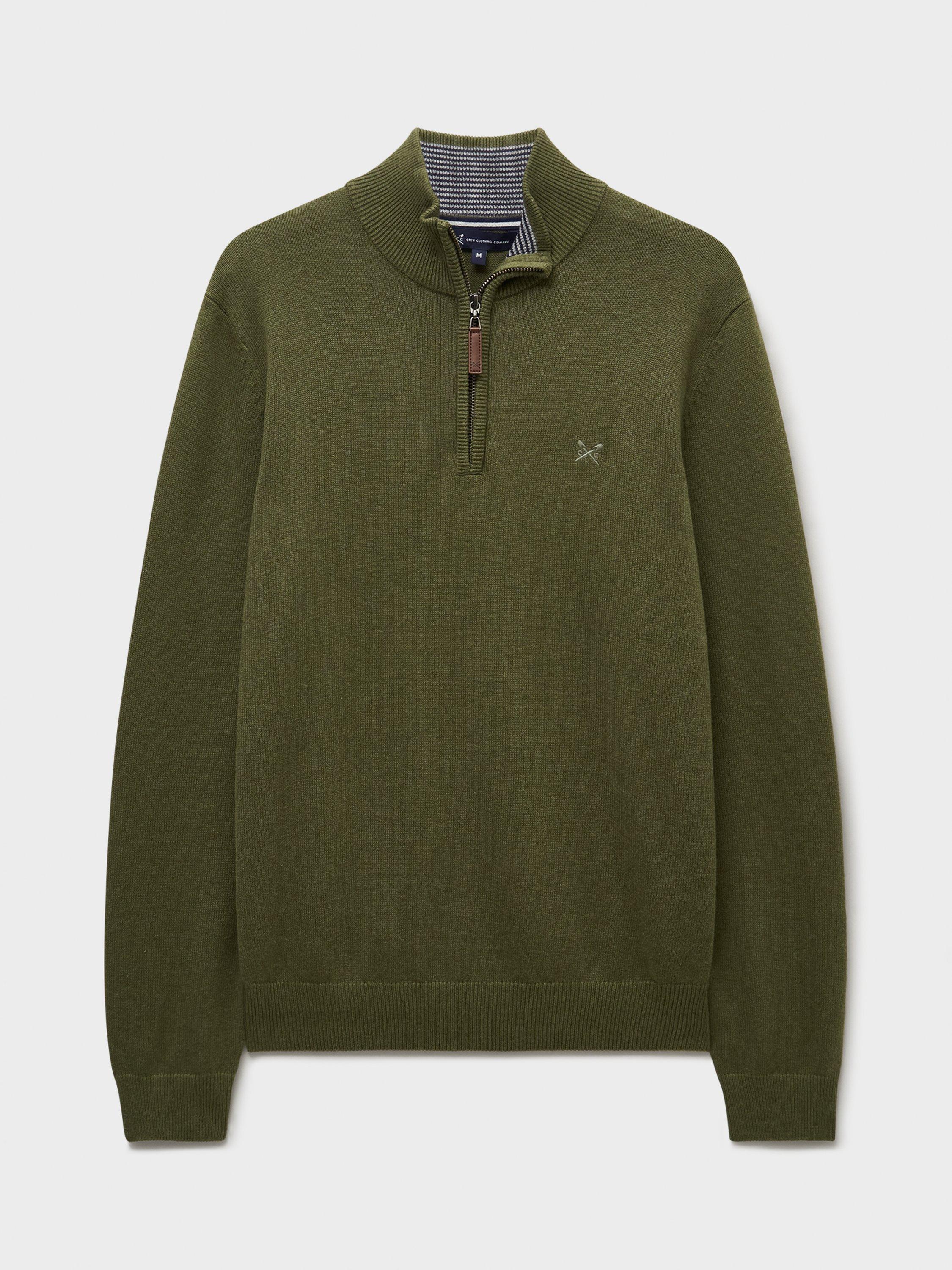 Product image 5 of 5, which shows Crew Clothing Cotton Half Zip Jumper, Olive Green, L