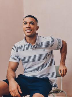 Crew Clothing Cotton Regular Fit Stripe Rugby Shirt, White, White