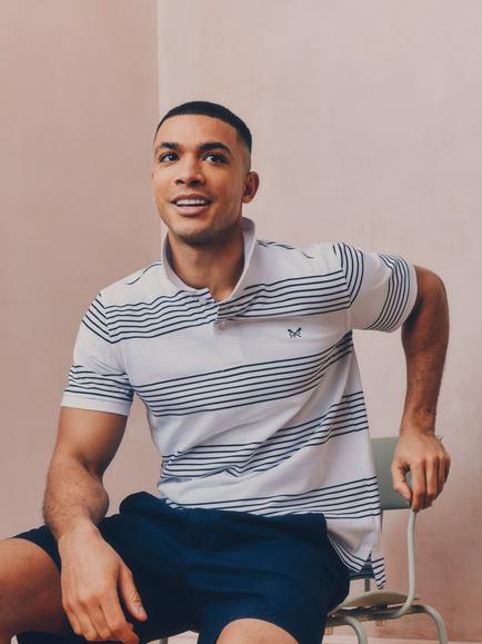 Crew Clothing Cotton Regular Fit Stripe Rugby Shirt, White, White