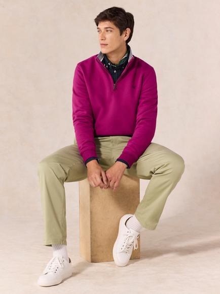 Crew Clothing Half-Zip Sweatshirt, Plum, Plum