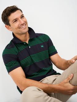 Crew Clothing Cotton Regular Fit Short Sleeve Stripe Rugby Shirt, Dark Blue, Dark Blue