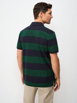 Crew Clothing Cotton Regular Fit Short Sleeve Stripe Rugby Shirt, Dark Blue - view 2, Dark Blue