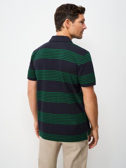 Crew Clothing Cotton Regular Fit Short Sleeve Stripe Rugby Shirt, Dark Blue - view 2, Dark Blue