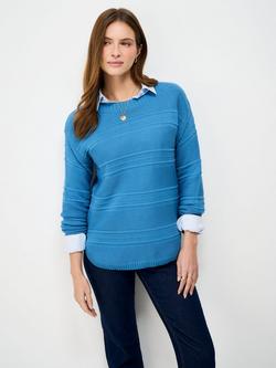 Crew Clothing Tali Stripe Stitch Jumper, Blue
