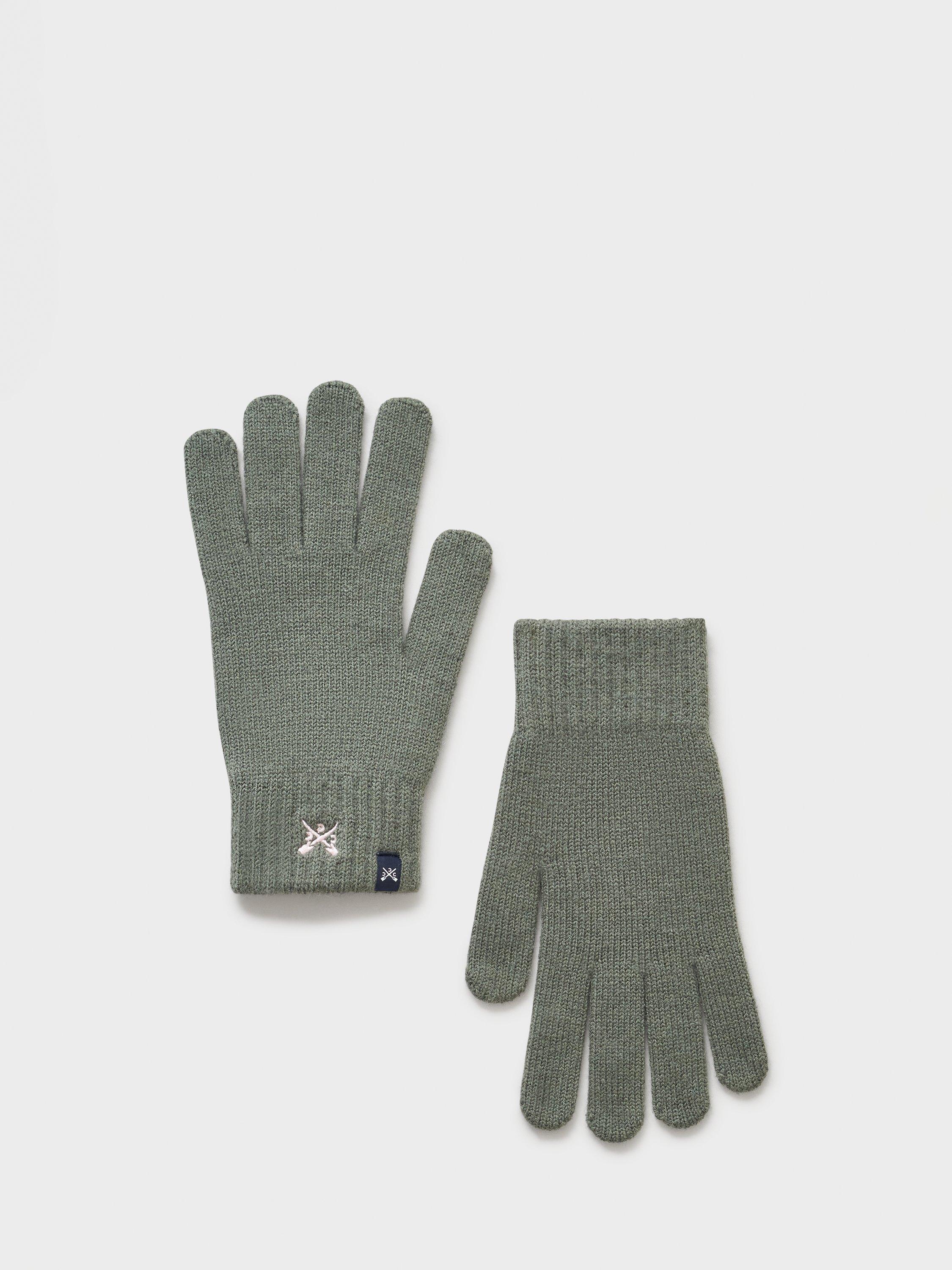Product image 2 of 2, which shows Crew Clothing Over Ribbed Gloves, Olive Green, One Size