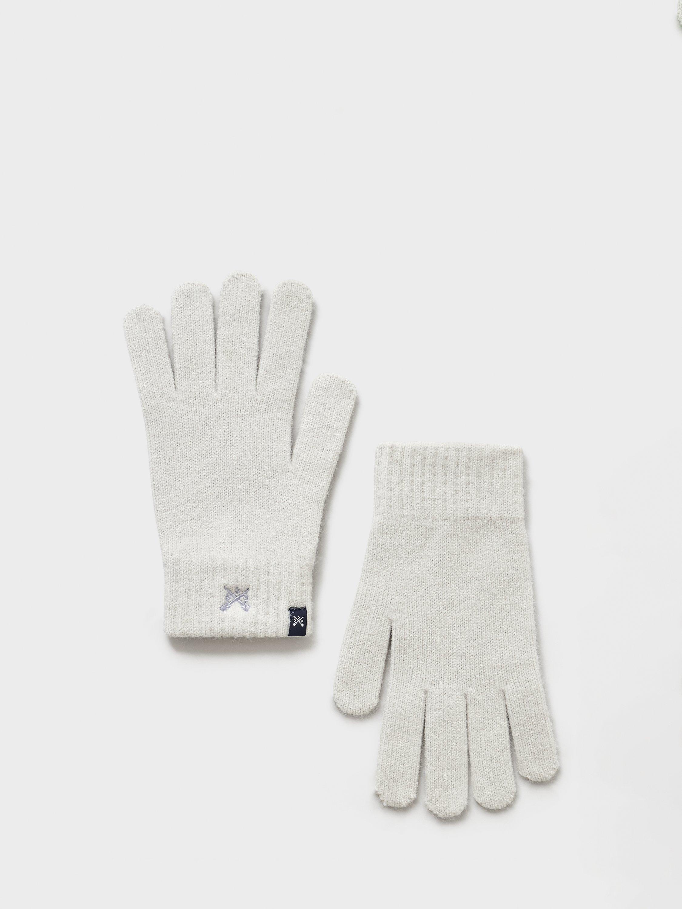 Product image 2 of 2, which shows Crew Clothing Over Ribbed Gloves, White, One Size