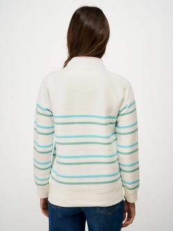 Crew Clothing Stripe Half Zip Sweatshirt, White/Multi - view 2, White/Multi