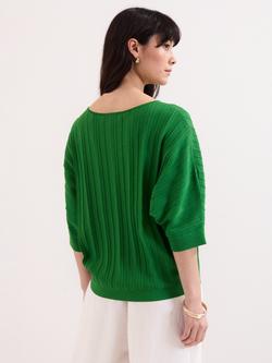 Phase Eight Cristine Rib Knit Jumper, Green - view 2, Green