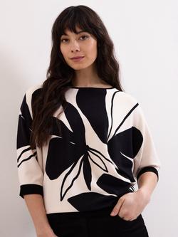 Phase Eight Faith Floral Jumper, Black/Ivory, Black/Ivory